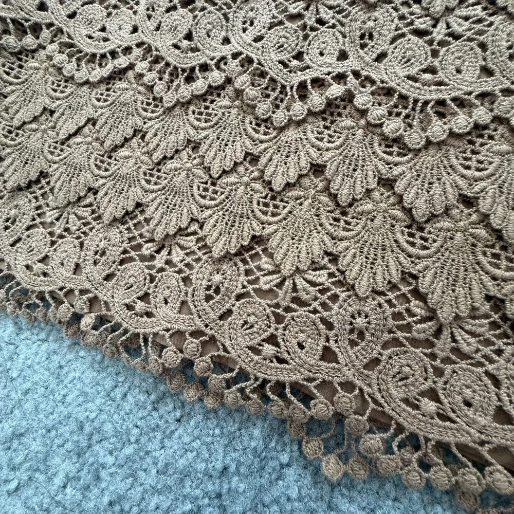 J. McLaughlin Tea Stain Sadie Multi Layered Lace Skirt 100% Cotton Spring  US 4